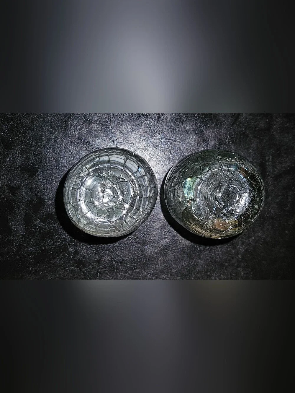 Set Of 2 Vintage Kosta Style Art Glass Clear Crackle Glass Bud Vases